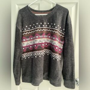 REDUCED! Cuddl Duds Gray Patterned Sweater Top - Women’s size Large